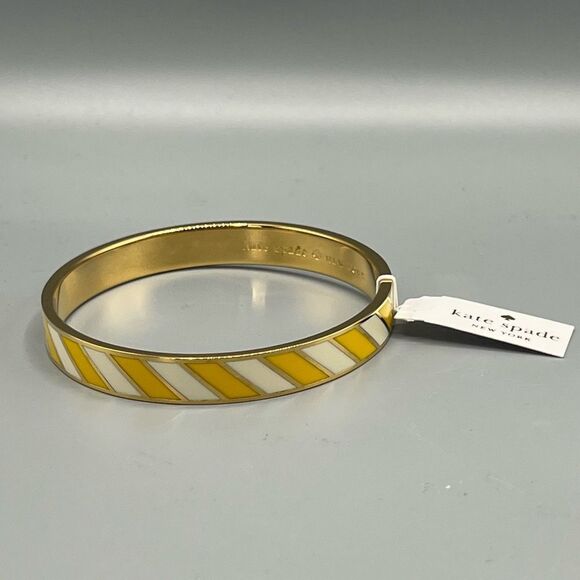 Kate Spade Toe The Line Yellow White Gold Bangle Bracelet - Picture 1 of 4